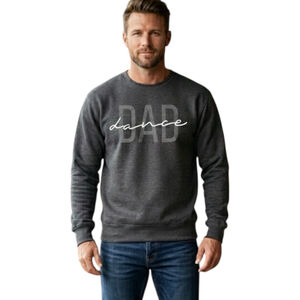 Port & Company Dance Dad Graphic Crewneck Sweatshirt Gray Size M